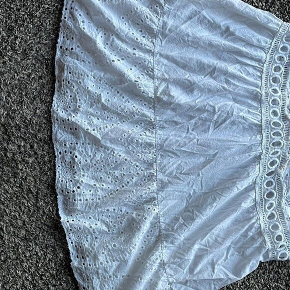 White Lace Babydoll Mini Dress Womens Medium/Large Boho Tassels Made in Italy - Picture 7 of 7
